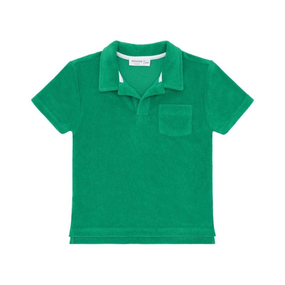Minnow Boys  French Terry Polo Shirt, Green